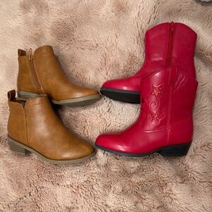Brown Ankle Boots and Red Cowboy Boots